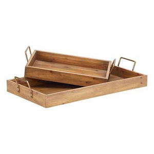 Plateaux de rangement au design artisanal, finition naturelle, utilisation pour la restauration, plateau de service alimentaire, plateau de service en bois de qualité supérieure pour fruits - Product Image 3