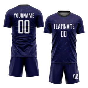 Conjunto de Camiseta de Fútbol Personalizada para Hombre, Azul Oscuro, Manga Corta, Cuello Redondo, Impresión Sublimada, Poliéster Transpirable, Ajuste Atlético, para Todas las Temporadas - Product Image 1