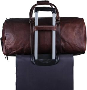 Sac de voyage en cuir de chèvre véritable avec compartiment à chaussures, sacs à main de marques célèbres, sacs en cuir vintage faits à la main - Product Image 4