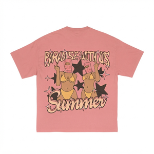 Camiseta de Hombre, Cuello Redondo, Corte Regular, Antiarrugas, de Algodón Peinado Anillado de Primera Calidad, 180 GSM, Color Rosa Lavado, con Serigrafía - Product Image 2