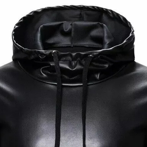 Chaqueta de Invierno para Hombre, de Cuero Genuino, con Capucha, Cuello Alto, Logotipo Frontal, Corte Ajustado, Impermeable, Suave, Transpirable, de Secado Rápido, con Cierre de Cremallera - Product Image 4