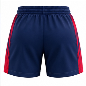 Ensemble de maillot ajusté à manches courtes et col en V pour femme, sublimation dégradée bleu marine et rouge - Product Image 5