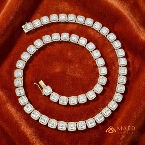 สร้อยคอเทนนิสโมอิสซาไนต์ทรงแอสเชอร์ชุบทองคำขาว 18K หรูหรา สไตล์ฮิปฮอป เครื่องประดับสำหรับผู้หญิงผู้ชาย ของขวัญสำหรับงานปาร์ตี้ - Product Image 3