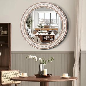 Luxury Wooden Circle Bathroom <b>Wall</b> <b>Mirror</b> <b>Round</b> Vanity <b>Mirror</b> for Over Sink Decorative Rustic Farmhouse <b>Mirror</b> for Entryway - Product Image 2