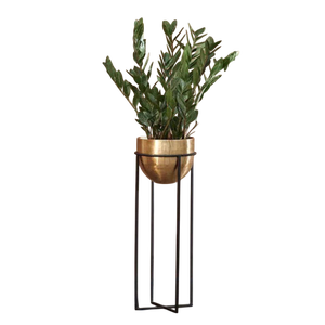 Modern <b>Black</b> Metal Flower <b>Pot</b> with Gold Wire <b>Stand</b> Minimalist Indoor Planter Design & Material Antique Brass <b>Pot</b> Home Decor - Product Image 4