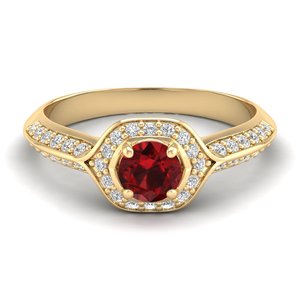 REYES Unique Design Round Cut 0.5Ct <b>Garnet</b> Gemstone Statement <b>Ring</b> For Women Wholesale Price 14K Gold Moissanite Solitaire <b>Rings</b> - Product Image 6