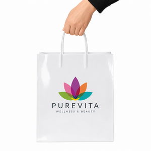 Sacs cadeaux de luxe personnalisés en papier kraft recyclé à ouverture supérieure avec poignées, taille sur mesure, emballage haut de gamme pour vêtements et bijoux B2B - Product Image 6