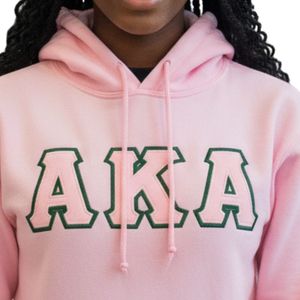 Sudadera con Capucha Rosa de Sarga con Gráfico de Letras, Diseño de Contorno Verde, de Algodón Afelpado, Manga Larga, Casual, para Mujer - Product Image 2