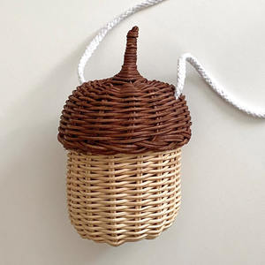 <b>Small</b> size rattan kids bag in acorn shape cheapest price children toy <b>basket</b> ready to ship - Product Image 3