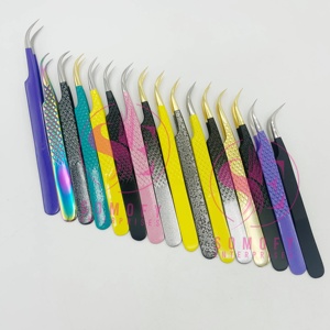 Pince à cils personnalisée avec prise en main incurvée Outils d'extension de cils populaires en acier inoxydable Logo personnalisé accepté - Product Image 2