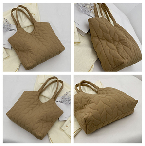 2026 Trendy Nylon Puffer Tote <b>Bag</b> for Women <b>Large</b> Quilted Shoulder <b>Bag</b> Zipper Closure Embroidery All Seasons Work Travel Tote - Product Image 2