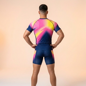 T-shirt de compression à manches courtes pour homme, imprimé personnalisé, ajusté, sportif, pour la gym, le fitness, la musculation, l'entraînement, couche de base athlétique - Product Image 2