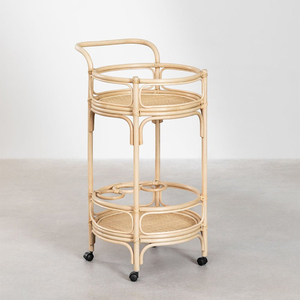 Kitchen coffee serving trolley rattan beverage carts champagne bar cart for event decoration - Product Image 3