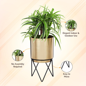 Strylish Modern <b>Iron</b> Flower Planter Decorative Durable <b>Lightweight</b> Indoor Outdoor Garden Home Office Use - Product Image 3