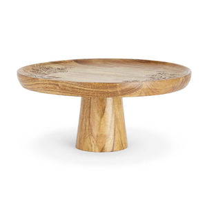 Support à gâteau rond en bois d'acacia Support de table en bois sans danger pour les aliments pour les anniversaires Support à gâteau rotatif au design sculpté - Product Image 2