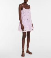 Tunique en coton Boho brodée de paillettes chaudes exclusives imprimé géométrique blanc Mini robe de vacances ensoleillées pour femmes