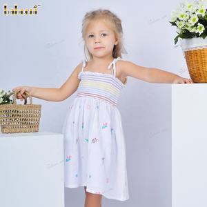 <b>Girl</b> <b>Dress</b> with Colorful Horizontal Lines Hand Embroidery ODM OEM Baby Smocked <b>Dress</b> Wholesale Manufacturer - DR4164 - Product Image 5