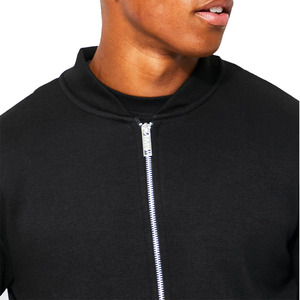 OEM Customized Men's Classic Full <b>Zip</b> Bomber Jacket With Stand Collar With Ribbed Cuffs Casual Lightweight Men's Black Jacket - Product Image 4