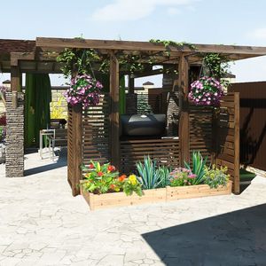 Fioriera Rialzata in Legno per Giardino, Patio, Balcone - Vaso per Piante Verdi con Sistema di Irrigazione - Product Image 6