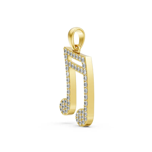 Pendentif Note de Musique en Or Blanc 10K Certifié IGI, Diamant de 0,36 CTW Taille Brillant Cultivé en Laboratoire, Plaqué Rhodium, Cadeau de Mariage de Luxe - Product Image 5