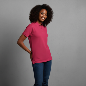 Nueva Llegada y Venta al por Mayor: Camiseta Polo Rosa Bordada para Mujer, Manga Corta, Informal, de Algodón Piqué Transpirable, con Diseño de Logotipo Frontal - Product Image 6