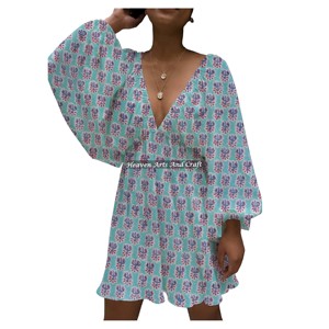 Vestido de Verano con Cuello en V Profundo, Estilo Linterna, Ajustado, Sexy, para Mujer, de Alta Calidad, Nueva Colección Primavera-Verano, Gran Venta - Product Image 2