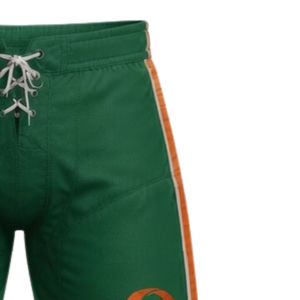<b>Men</b> <b>Red</b> Green Sublimated Ice Hockey Training <b>Shorts</b> Polyester Sports <b>Shorts</b> Drawstring Side Stripe Athletic Performance Team - Product Image 3