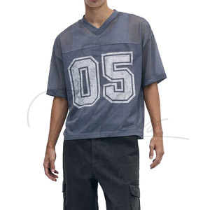 High Quality Men's Football T-Shirts Cropped Mesh Print Design Custom <b>Logo</b> Plus Size Breathable Mesh t shirts Oversize boxyfit - Product Image 2