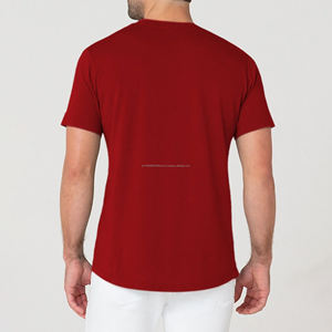 Nouveau T-shirt long ajusté pour homme 100% coton 95% coton 5% élasthanne Muscle Slim Fitted Gym Tee avec ourlet incurvé plus long - Product Image 2