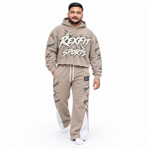 Ensemble de survêtement à capuche pour homme REXFIT SPORTS, pantalon de survêtement long, coupe ample, streetwear, grande taille, pantalon en coton à cordon de serrage pour l'automne - Product Image 3