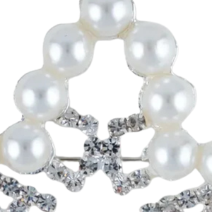 Broche élégante en forme de lierre avec perles blanches, or et argent, ornée de strass, accessoire de mode pour femme - Product Image 3