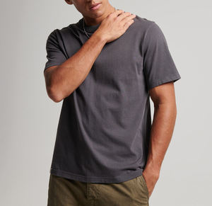 T-shirt surdimensionné à col rond et manches courtes en coton 100% noir, design personnalisé, épaules tombantes, pour hommes - Product Image 5