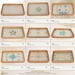 Bandeja de Servir Rectangular de Madera con Incrustaciones de Madreperla y Mimbre, Diseño Elegante, Personalizable OEM/ODM, Decoración Duradera para el Hogar, Regalo de Inauguración - Product Image 6