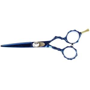 Ciseaux à cheveux professionnels en acier inoxydable, lame tranchante, pour droitiers, manche long, couleur bleue - Product Image 3