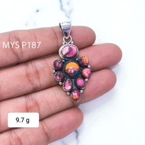 Pendentifs en argent 925 de haute qualité avec pierre précieuse turquoise rose naturelle, accessoires de bijouterie fine, pendentifs raffinés - Product Image 2