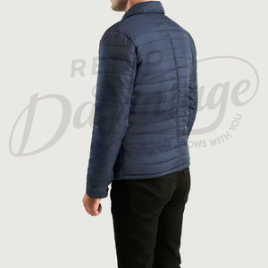 Custom Men <b>Navy</b> Blue Winter <b>Jacket</b> Lightweight <b>Padded</b> Outerwear Multi Pocket Casual Warm Zip Up Puffer <b>Jacket</b> For Men - Product Image 3