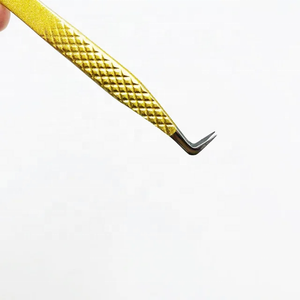 Pince à épiler la plus vendue pour l'extension de cils pince à épiler en acier inoxydable massif 90 degrés Type L pince à épiler 45 degrés poignée diamantée - Product Image 4