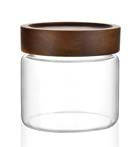 Pot de conservation en verre borosilicate avec couvercle en bambou, écologique, prêt pour les fêtes, récipient alimentaire, ustensile de cuisine moderne, personnalisable - Product Image 4