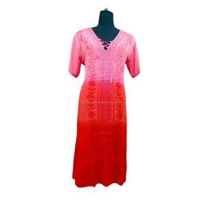 Ladies Beach Long Maxi Dress Sustainable Beach Party Wear with Short Sleeve Dress Luxury Women Indian Manufacturer Umbrella Gown - Product Image 3