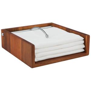 Luxury Wooden Napkin <b>Holder</b> with Stainless Steel Bar Handmade Tabletop Tissue Organizer for Kitchen Restaurant Cafe - Product Image 1