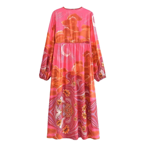 Vestido Midi Estampado Bohemio para Mujer, Atuendo Casual de Verano - Product Image 2