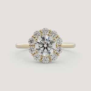 Bagues de fiançailles en diamant de laboratoire taille ronde 1,5 carat, en or massif 14K 18K, avec halo floral classique, pour mariage, vente en gros - Product Image 5