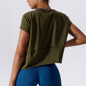 Sudadera/Camiseta de Algodón Vintage OEM Personalizada para Mujer, Cuello Redondo, Corte Grueso, Bajo sin Rematar, Estilo Oversize y Corto, Colección Otoño - Product Image 6