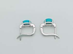 Arizona Turquoise Earrings Oval Sterling Silver Leverback Natural Gemstone Jewelry Handmade Elegant <b>Gift</b> For Women - Product Image 2