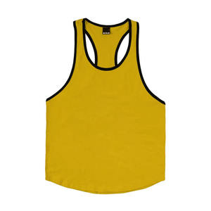 Wholesale Custom Logo Yellow Gym Tank Top Ribbed <b>Stringer</b> <b>Vest</b> Bodybuilding Weightlifting Training Fitness Workout Activewear - Product Image 1