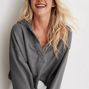 Sudadera Holgada de Moda para Mujer, Cuello en V, Tejido de Punto, Manga Larga, con Capucha, Deportiva, para Fitness, Chaqueta para Mujer, Ropa de Yoga - Product Image 3