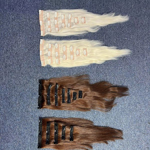 Extensions de cheveux à clipser, cheveux raides naturels, au prix d'usine # Couleurs PLA02 et marron, expédition mondiale disponible - Product Image 1