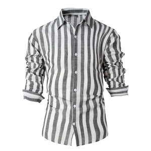 เสื้อเชิ้ตผู้ชายแบบทางการ ผ้าฝ้ายทวิล 100% ทรงเข้ารูป แขนยาว สำหรับธุรกิจและสำนักงาน รับทำโลโก้ตามสั่ง ผู้ผลิต OEM ระบายอากาศได้ดี - Product Image 1