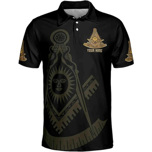เสื้อโปโลผู้ชายสั่งทำคุณภาพสูง ปักชื่อ 3 มิติ หมายเลขฟรีเมสัน มาสเตอร์ ซัน แขนสั้น ผ้าแคนวาสเนื้อแน่น - Product Image 2