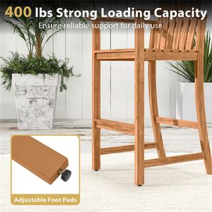 Sgabello da Bar Ergonomico per Esterni, Altezza Seduta 31 Pollici, Design a Doghe, Struttura in Legno, per Tavoli da Bar da 40-43 Pollici, Sedie da Bar Alte - Product Image 6